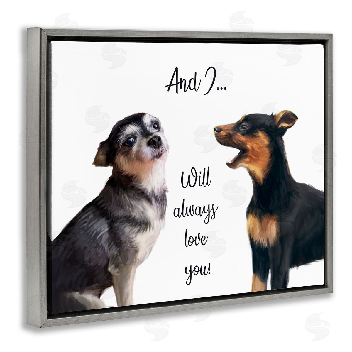 Will Love You Dogs Grey Floating Frame Canvas Wall Art, Home Decor by Ziwei Li