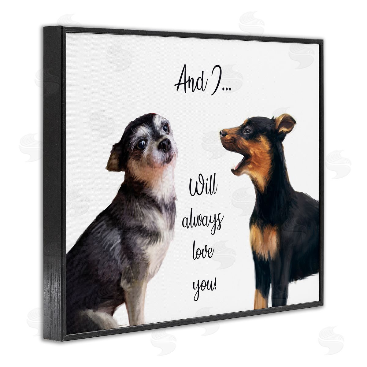 Will Love You Dogs Black Frame Print Wall Art, Home Decor by Ziwei Li