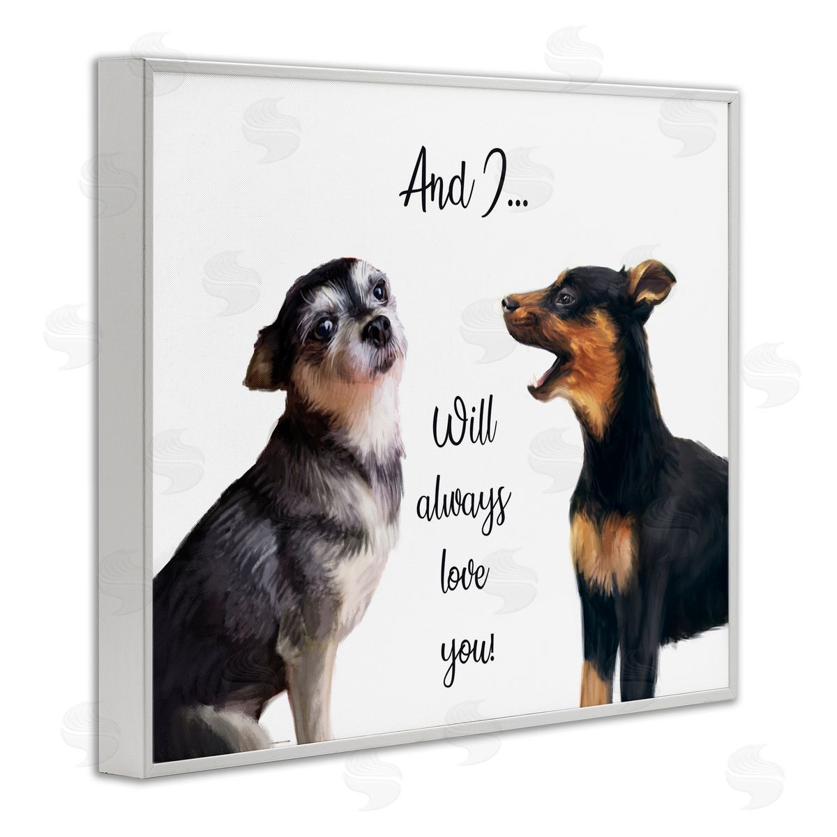 Will Love You Dogs White Frame Print Wall Art, Home Decor by Ziwei Li