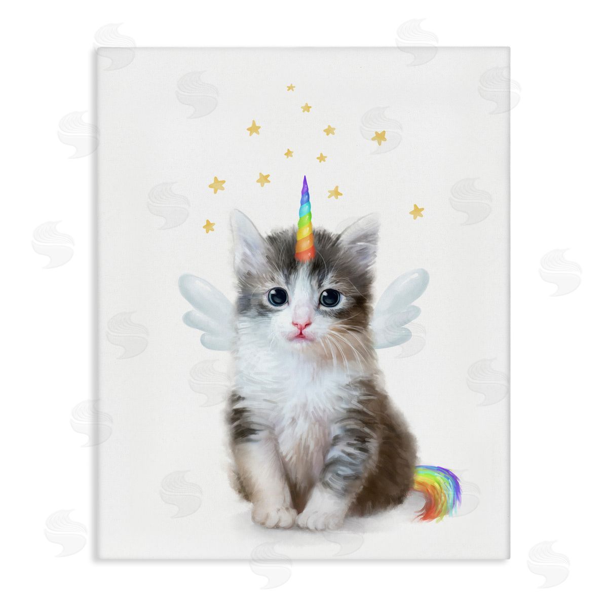 Unicorn Kitten Fantasy Feline Canvas Wall Art, Home Decor by Ziwei Li