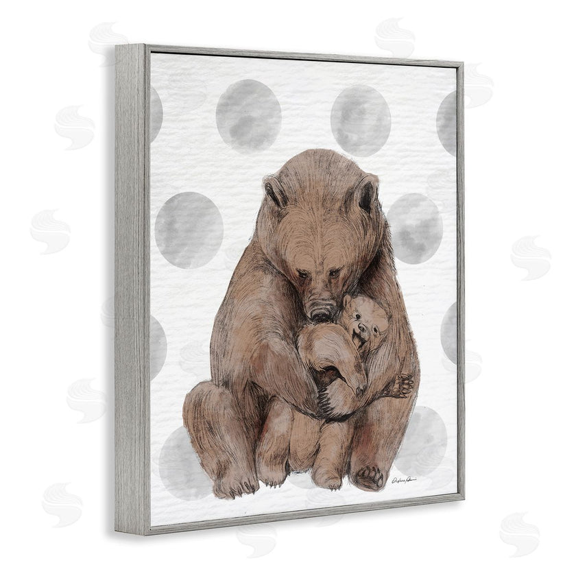 Stupell Studio | Bear and Cub Grey Polka Dot