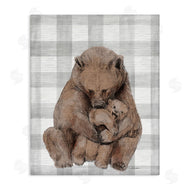 Stupell Studio | Bear and Cub Grey Plaid