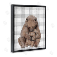 Stupell Studio | Bear and Cub Grey Plaid
