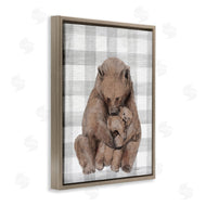 Stupell Studio | Bear and Cub Grey Plaid