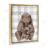Stupell Studio | Bear and Cub Grey Plaid