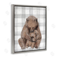 Stupell Studio | Bear and Cub Grey Plaid