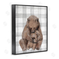 Stupell Studio | Bear and Cub Grey Plaid
