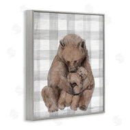 Stupell Studio | Bear and Cub Grey Plaid