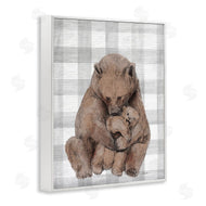 Stupell Studio | Bear and Cub Grey Plaid