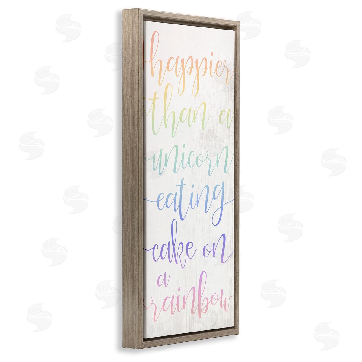 Happier Than Unicorn Humor Brown Floating Frame Canvas Wall Art, Home Decor by Stupell Studio