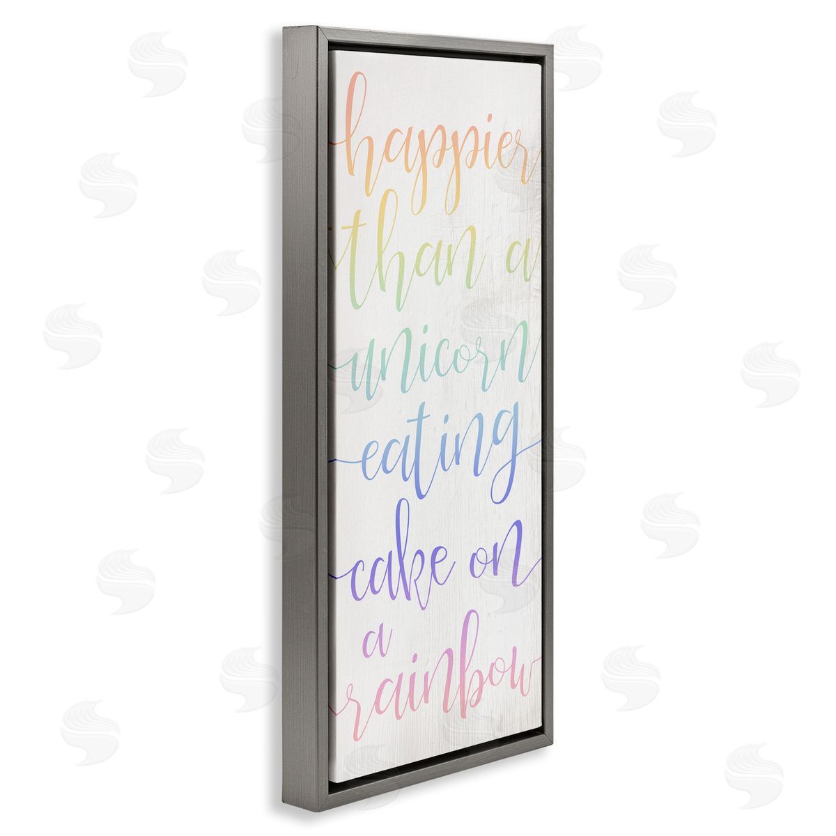 Happier Than Unicorn Humor Grey Floating Frame Canvas Wall Art, Home Decor by Stupell Studio