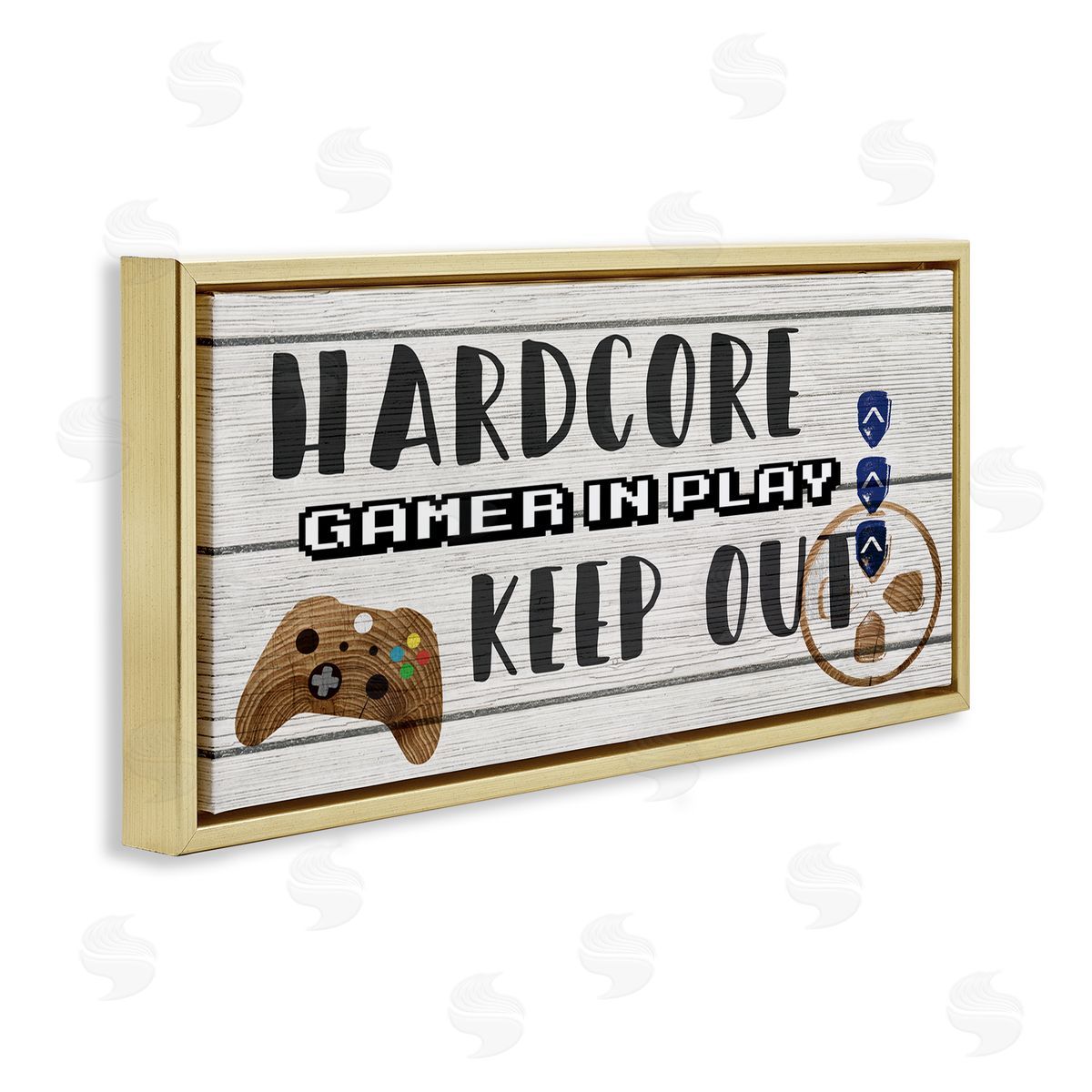 Gamer in Play Keep Out Gold Floating Frame Canvas Wall Art, Home Decor by Stupell Studio