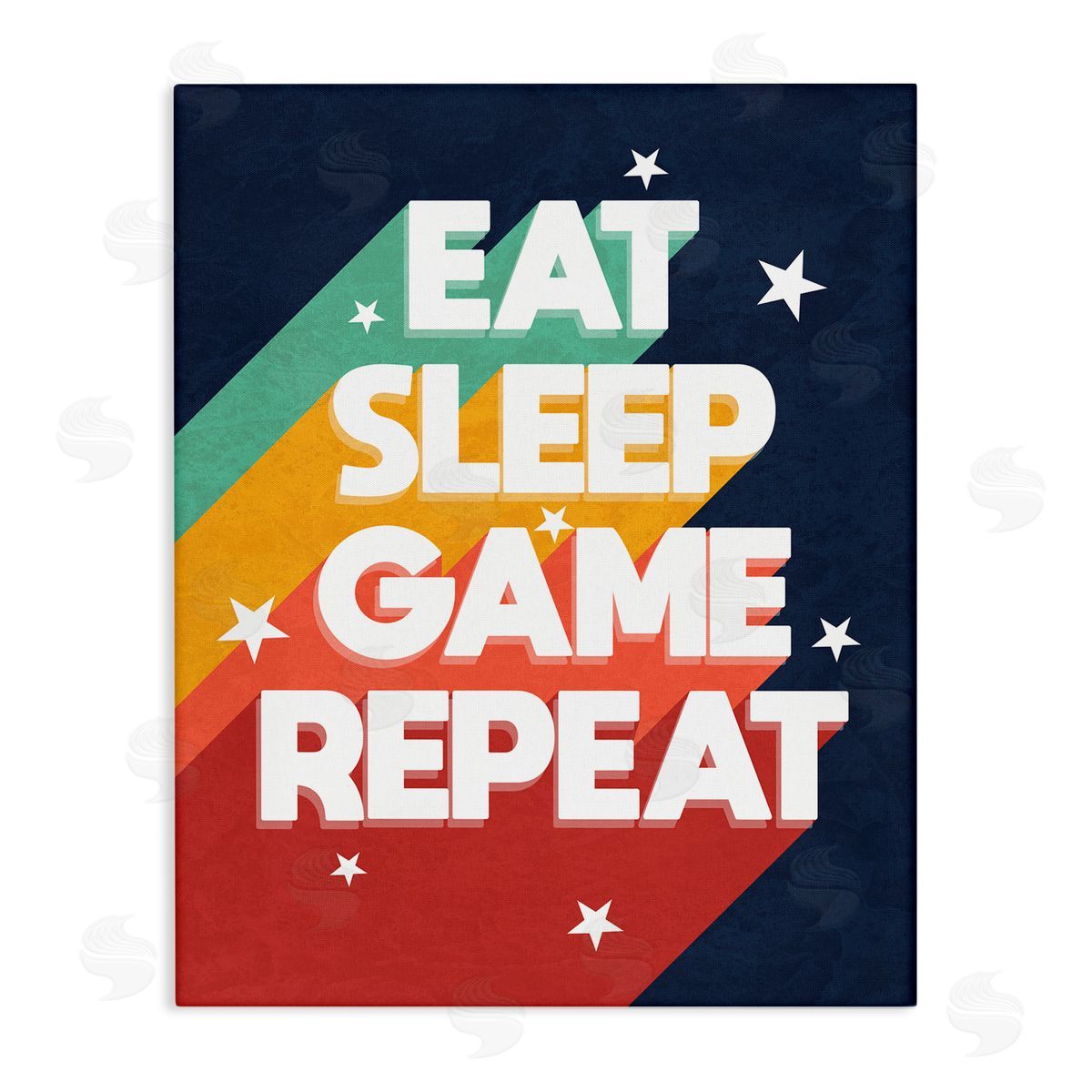 Eat Sleep Game Repeat Retro Canvas Wall Art, Home Decor by Stupell Studio