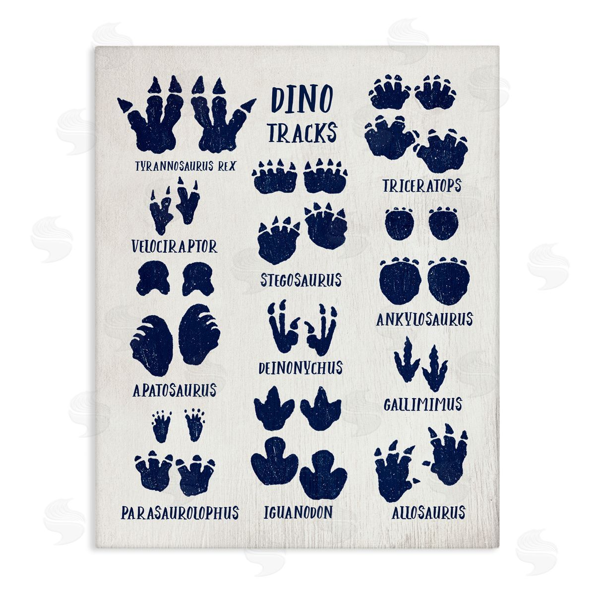 Blue Dinosaur Tracks Chart Canvas Wall Art, Home Decor by Stupell Studio