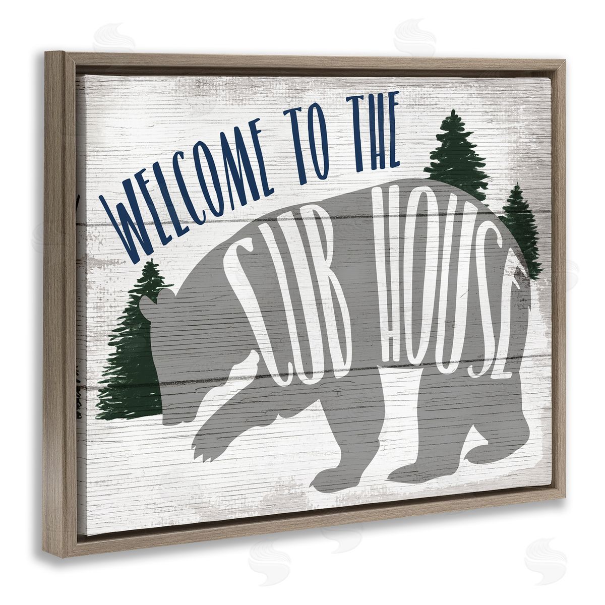 Welcome to the Cub House Brown Floating Frame Canvas Wall Art, Home Decor by Stupell Studio