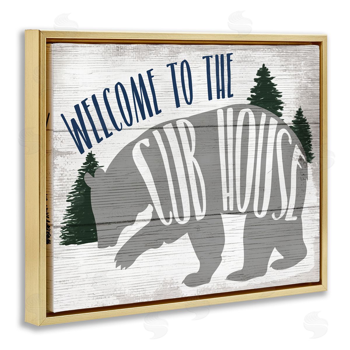 Welcome to the Cub House Gold Floating Frame Canvas Wall Art, Home Decor by Stupell Studio