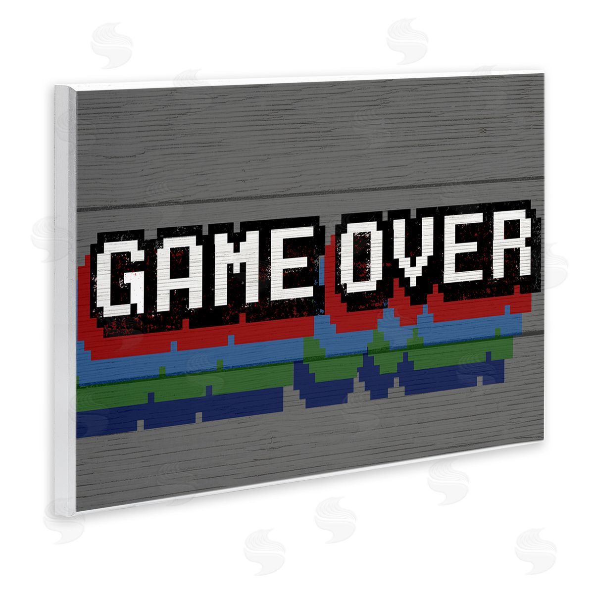 Retro Game Over Phrase Wood Plaque Wall Art, Home Decor by Stupell Studio