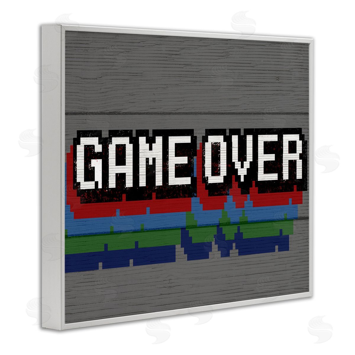 Retro Game Over Phrase White Frame Print Wall Art, Home Decor by Stupell Studio