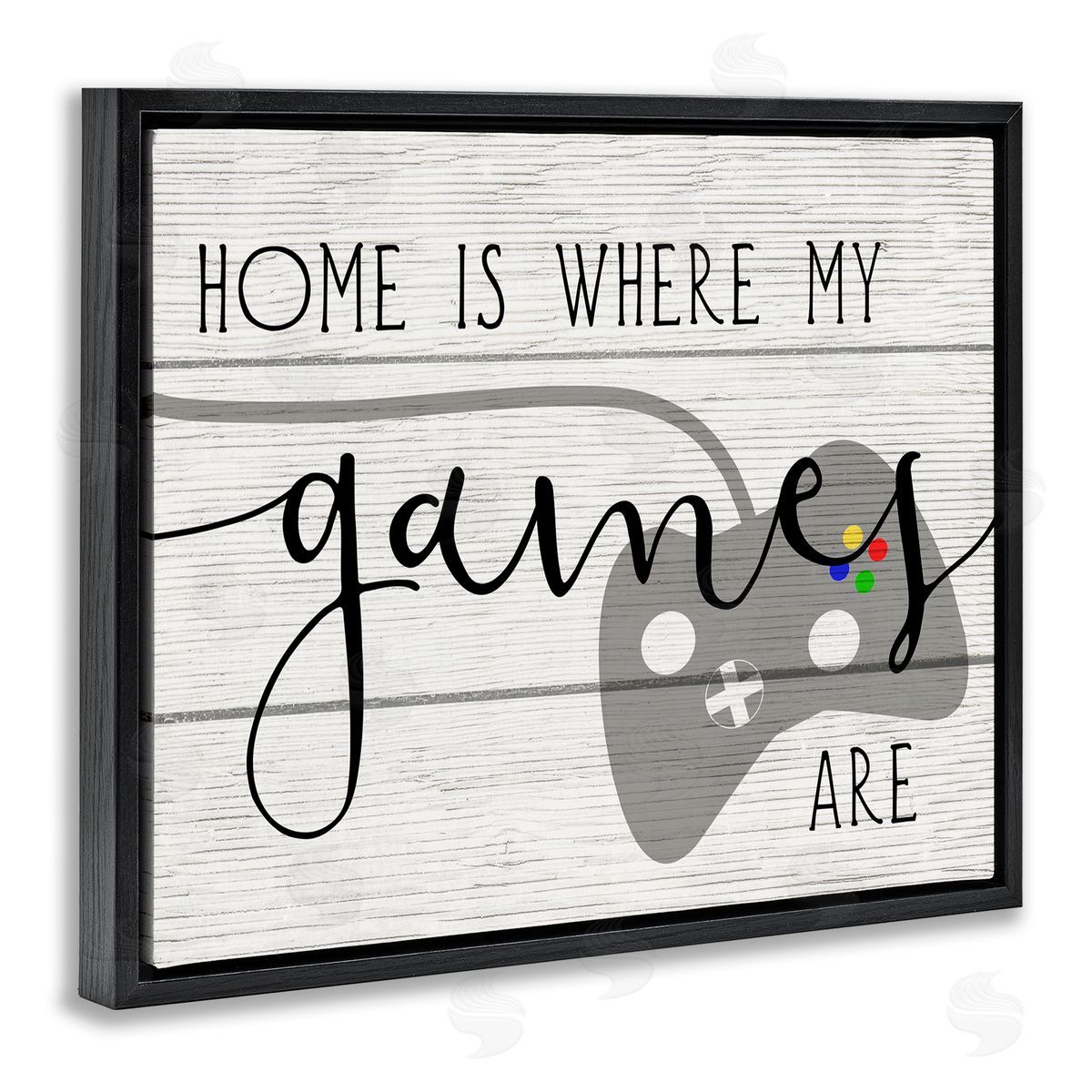 Home's Where My Games Are Black Floating Frame Canvas Wall Art, Home Decor by Stupell Studio