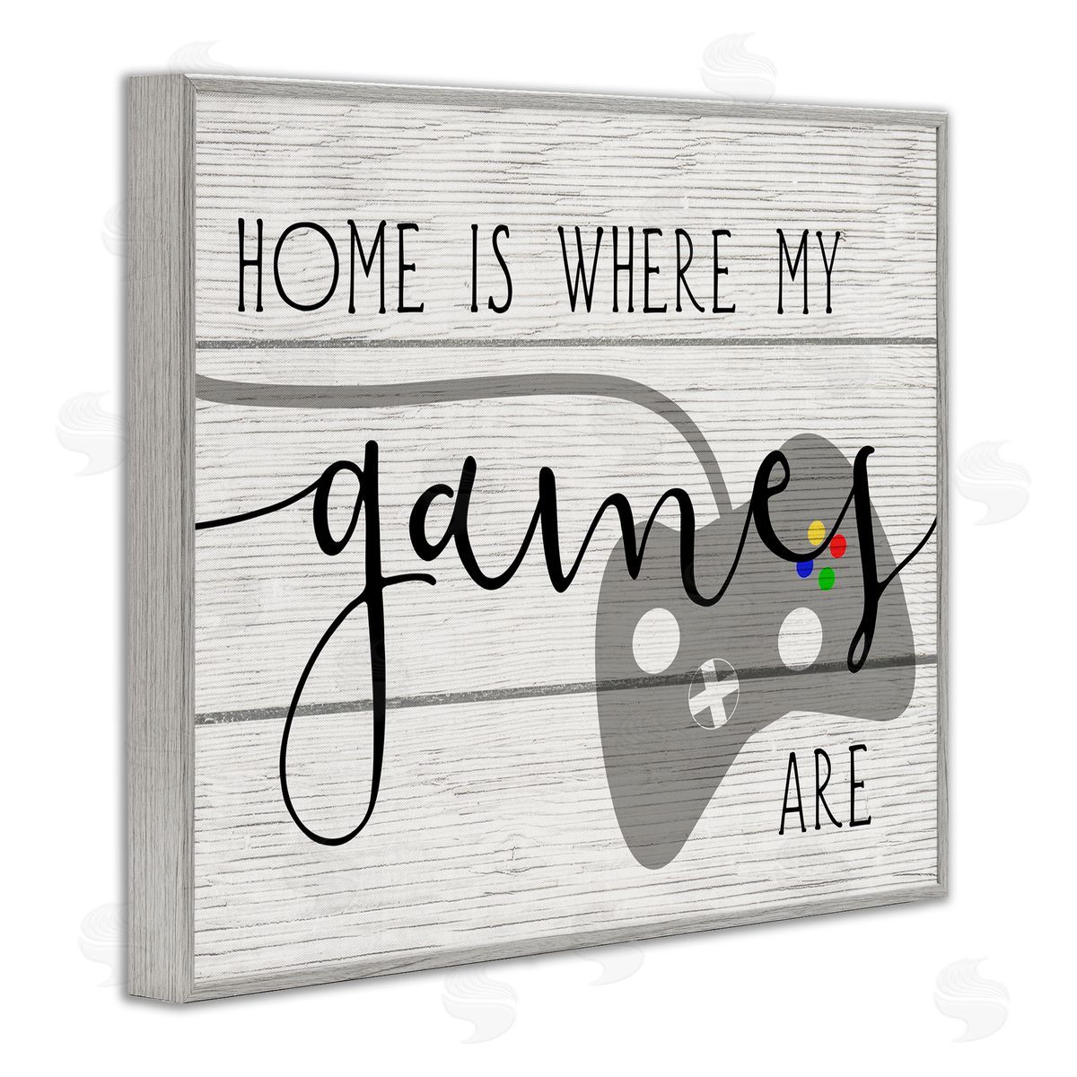 Home's Where My Games Are Grey Frame Print Wall Art, Home Decor by Stupell Studio