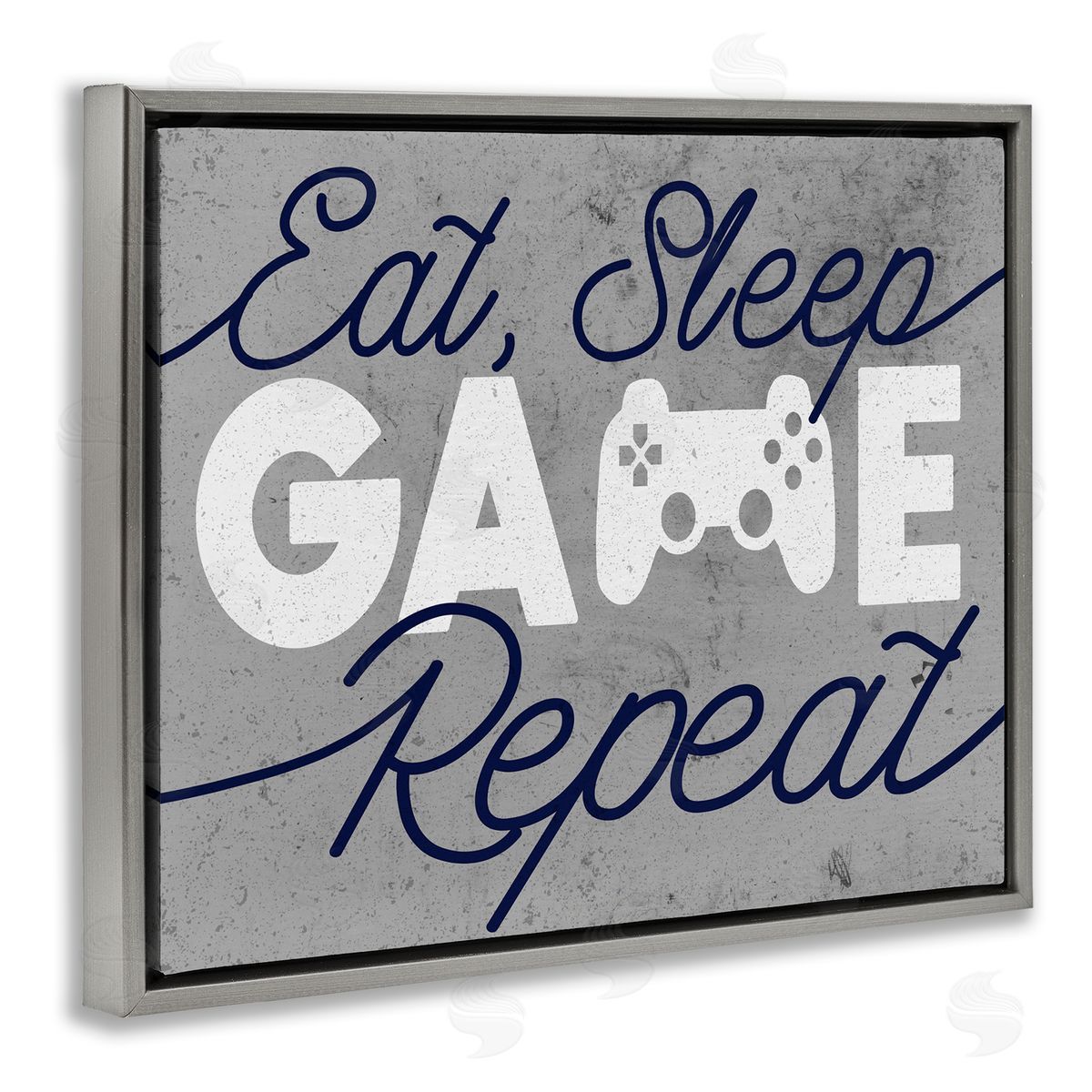 Eat Sleep Game over Grey Grey Floating Frame Canvas Wall Art, Home Decor by Stupell Studio