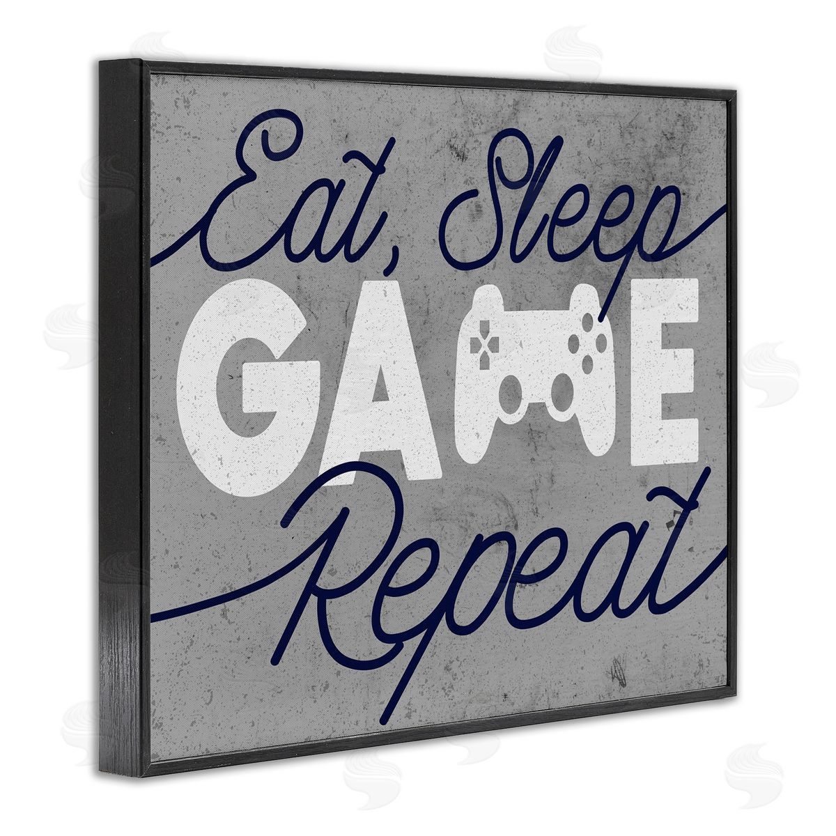 Eat Sleep Game over Grey Black Frame Print Wall Art, Home Decor by Stupell Studio