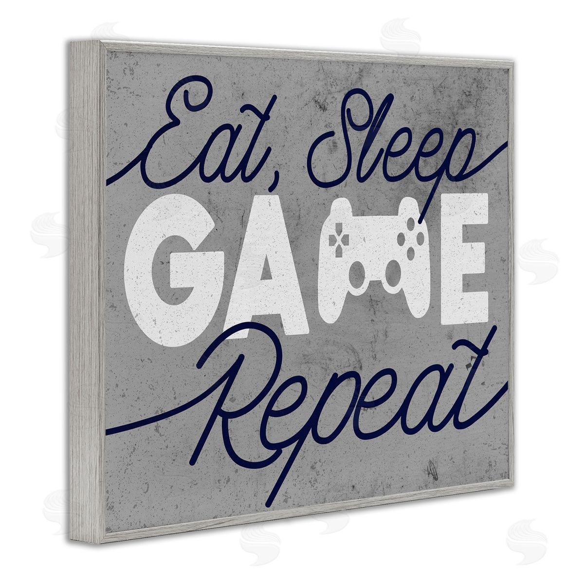 Eat Sleep Game over Grey Grey Frame Print Wall Art, Home Decor by Stupell Studio