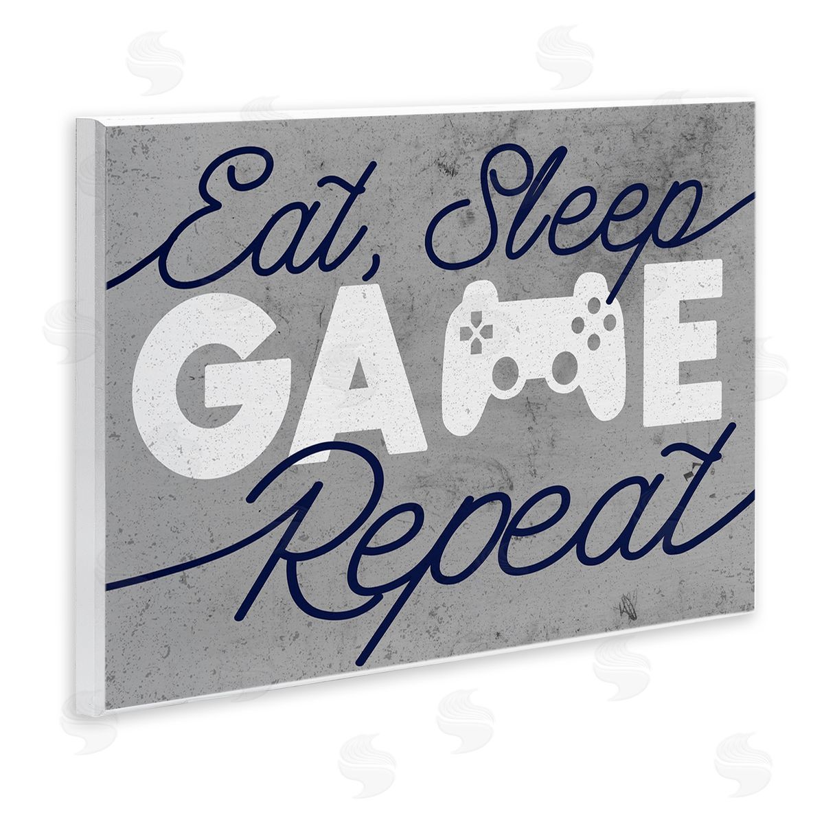 Eat Sleep Game over Grey Wood Plaque Wall Art, Home Decor by Stupell Studio