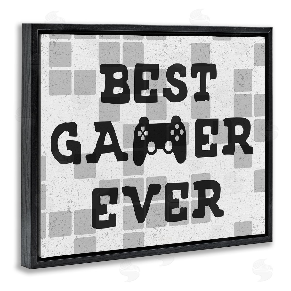 Best Gamer Every Patterned Black Floating Frame Canvas Wall Art, Home Decor by Stupell Studio