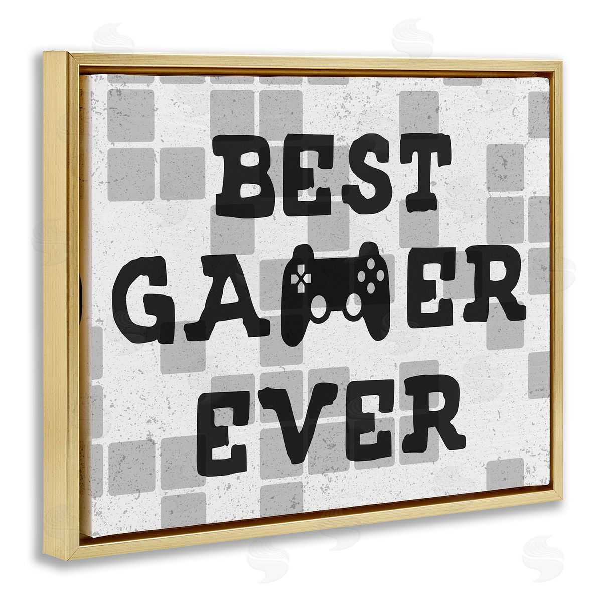 Best Gamer Every Patterned Gold Floating Frame Canvas Wall Art, Home Decor by Stupell Studio
