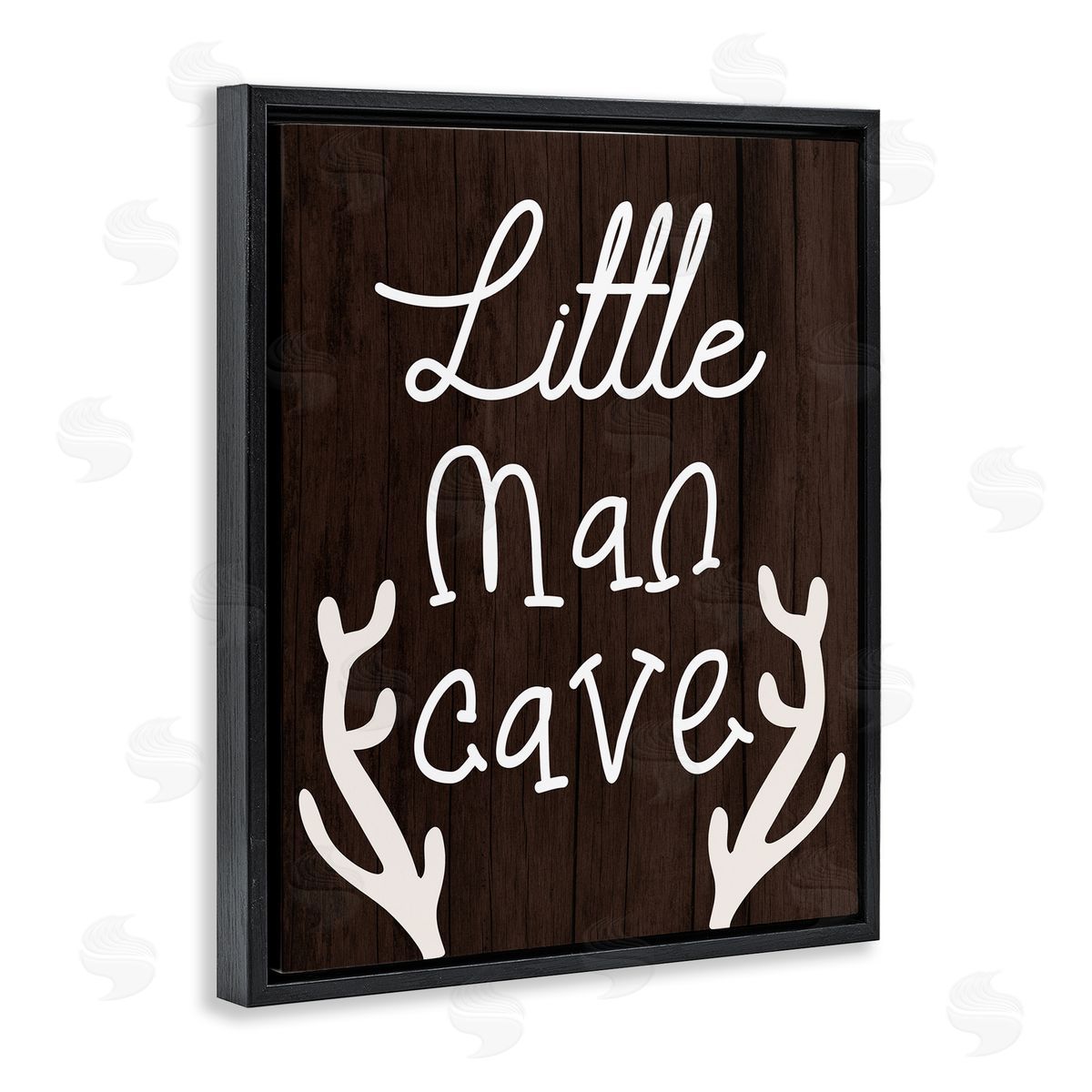 Little Man Cave with Antlers Black Floating Frame Canvas Wall Art, Home Decor by Stupell Studio