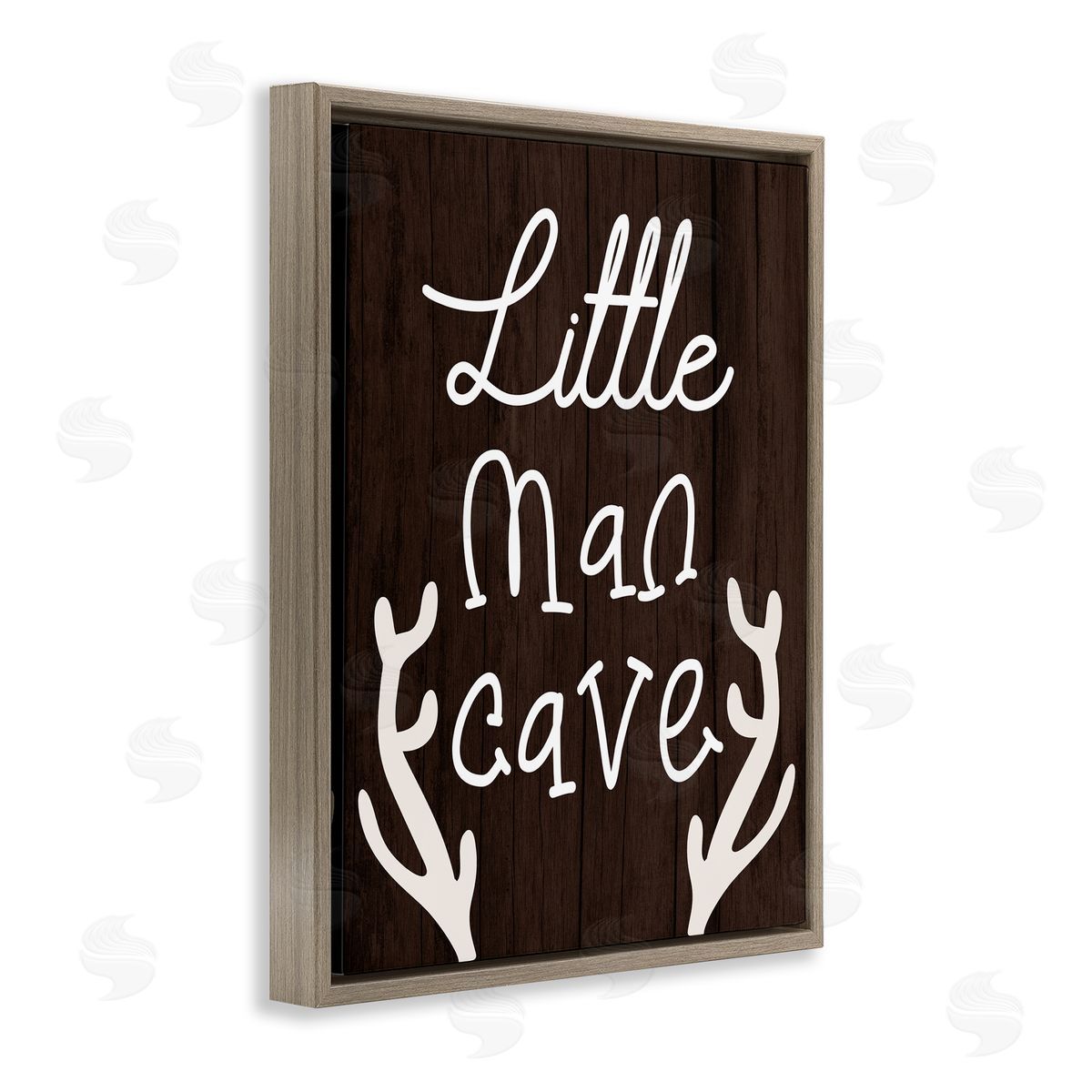 Little Man Cave with Antlers Brown Floating Frame Canvas Wall Art, Home Decor by Stupell Studio