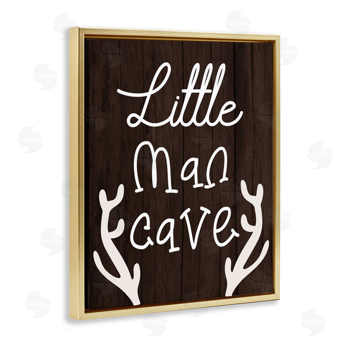 Little Man Cave with Antlers Gold Floating Frame Canvas Wall Art, Home Decor by Stupell Studio