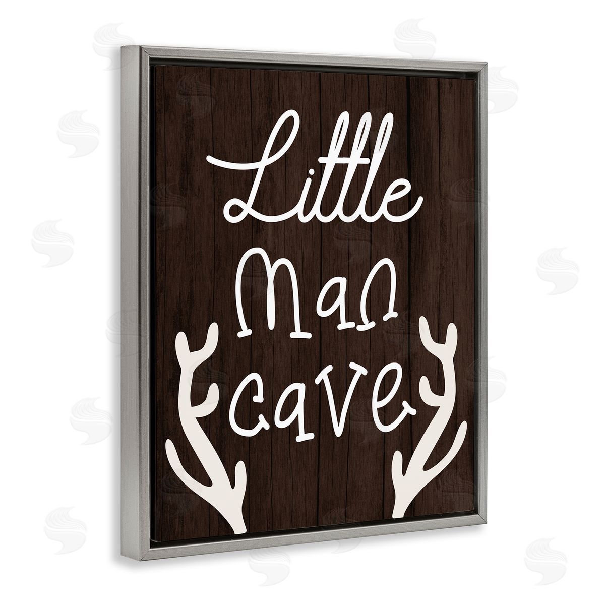 Little Man Cave with Antlers Grey Floating Frame Canvas Wall Art, Home Decor by Stupell Studio