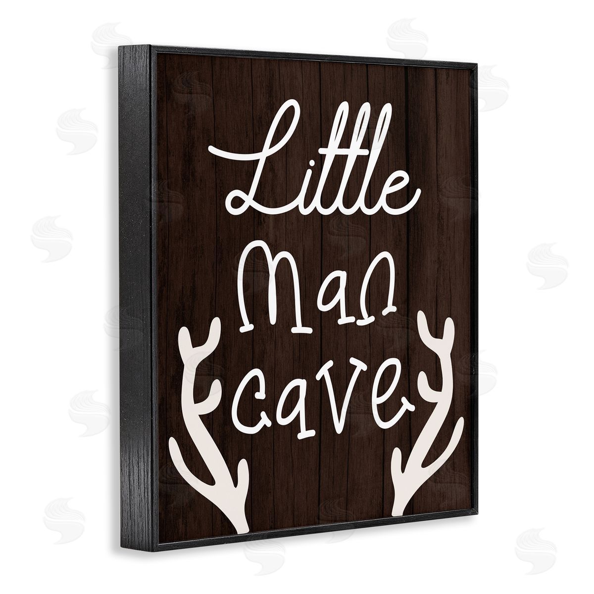 Little Man Cave with Antlers Black Frame Print Wall Art, Home Decor by Stupell Studio