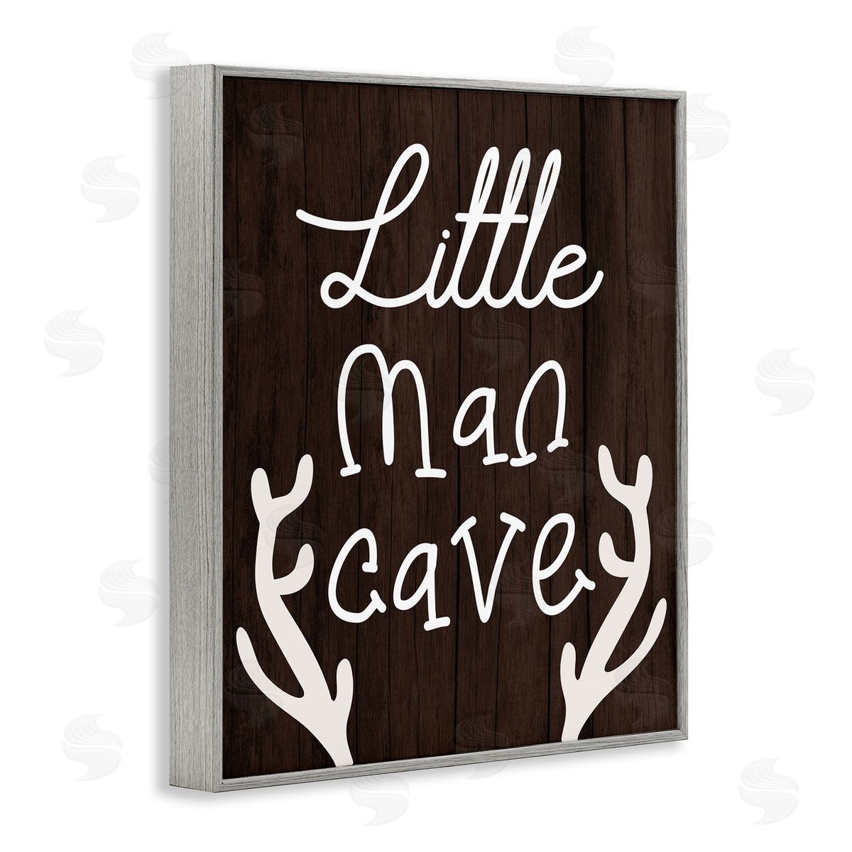 Little Man Cave with Antlers Grey Frame Print Wall Art, Home Decor by Stupell Studio