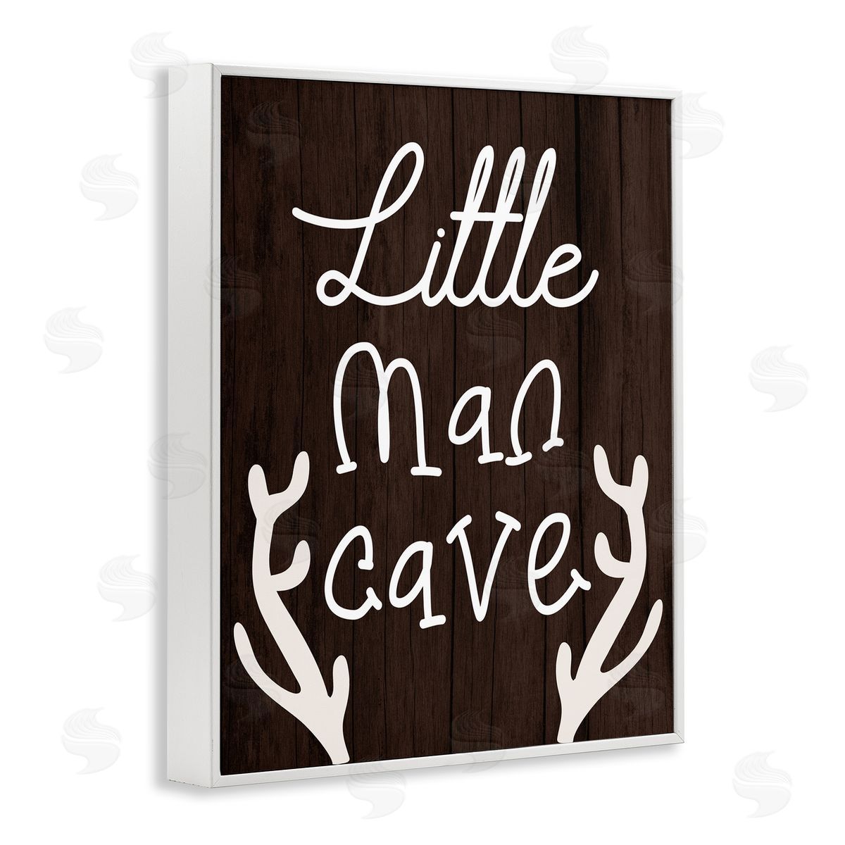 Little Man Cave with Antlers White Frame Print Wall Art, Home Decor by Stupell Studio