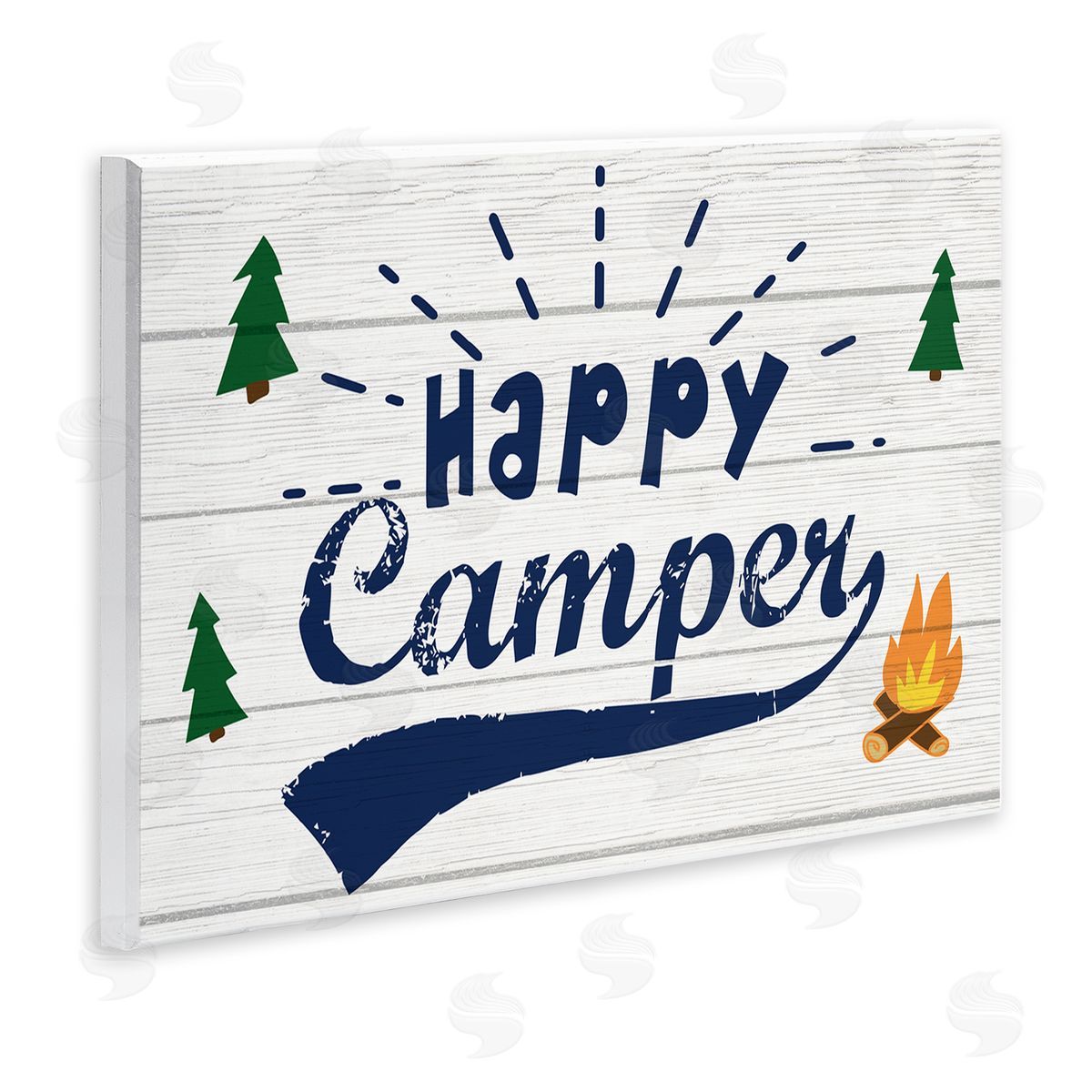 Happy Camper with Trees Wood Plaque Wall Art, Home Decor by Stupell Studio