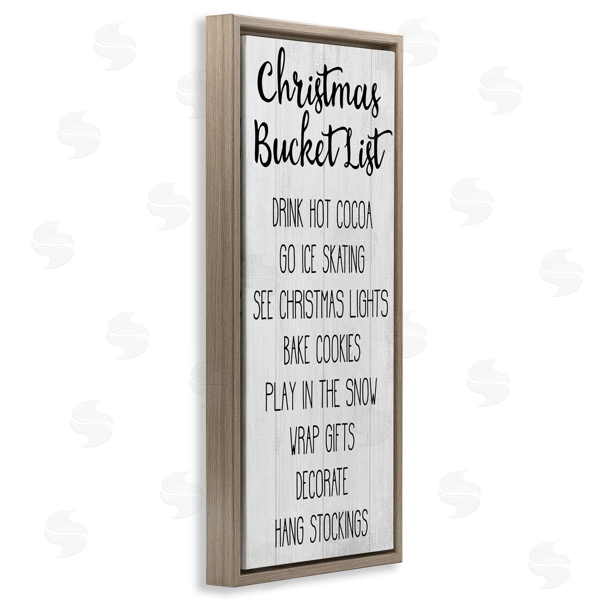 Christmas Bucket List Casual Sign Brown Floating Frame Canvas Wall Art, Home Decor by Stupell Studio