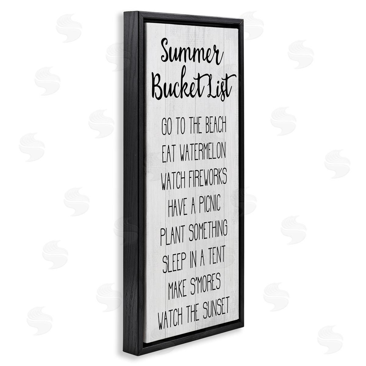 Summer Bucket List Casual Sign Black Floating Frame Canvas Wall Art, Home Decor by Stupell Studio