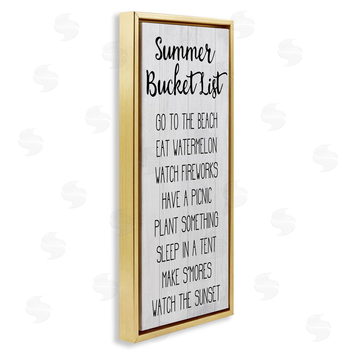 Summer Bucket List Casual Sign Gold Floating Frame Canvas Wall Art, Home Decor by Stupell Studio