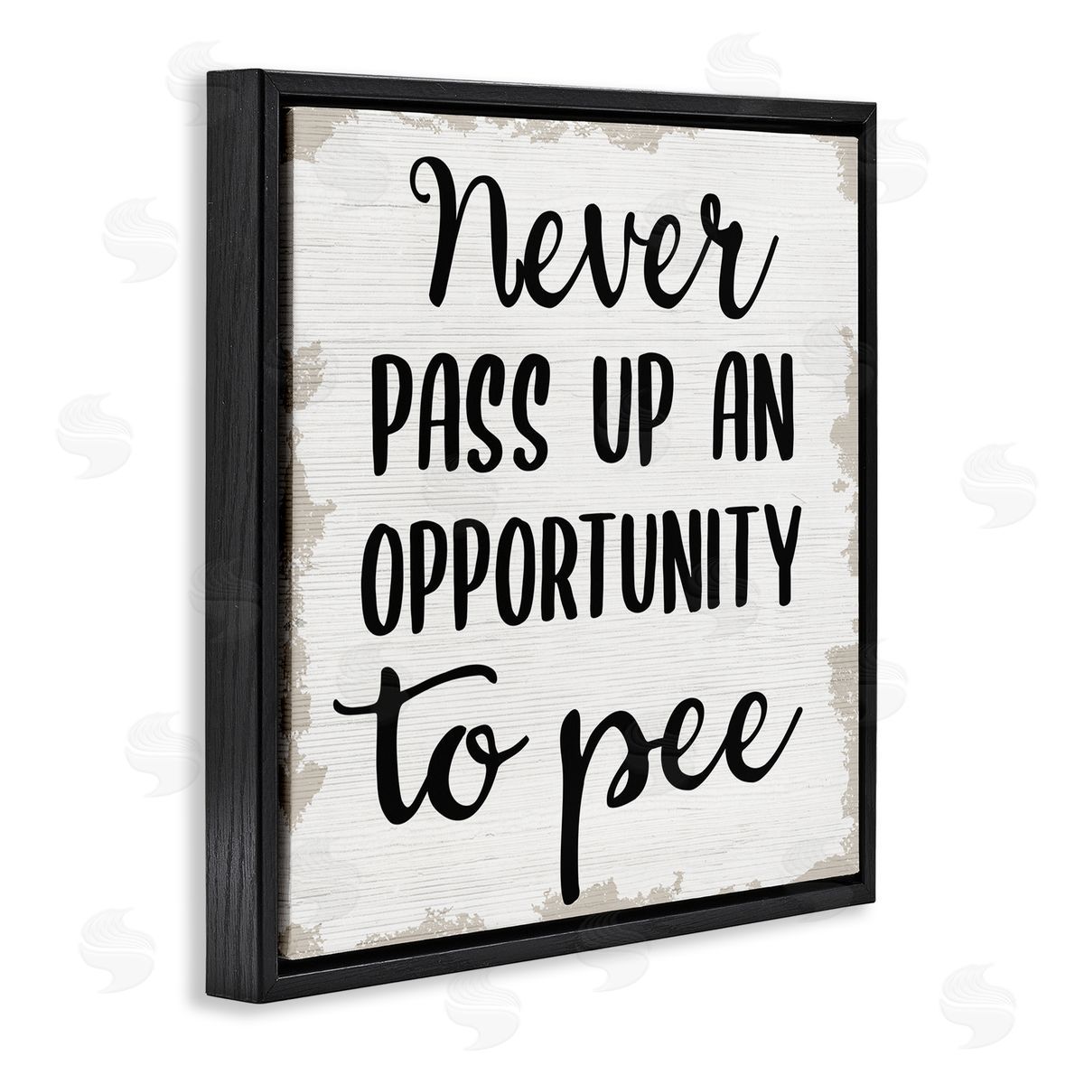 Never Pass Up Bathroom Sign Black Floating Frame Canvas Wall Art, Home Decor by Stupell Studio
