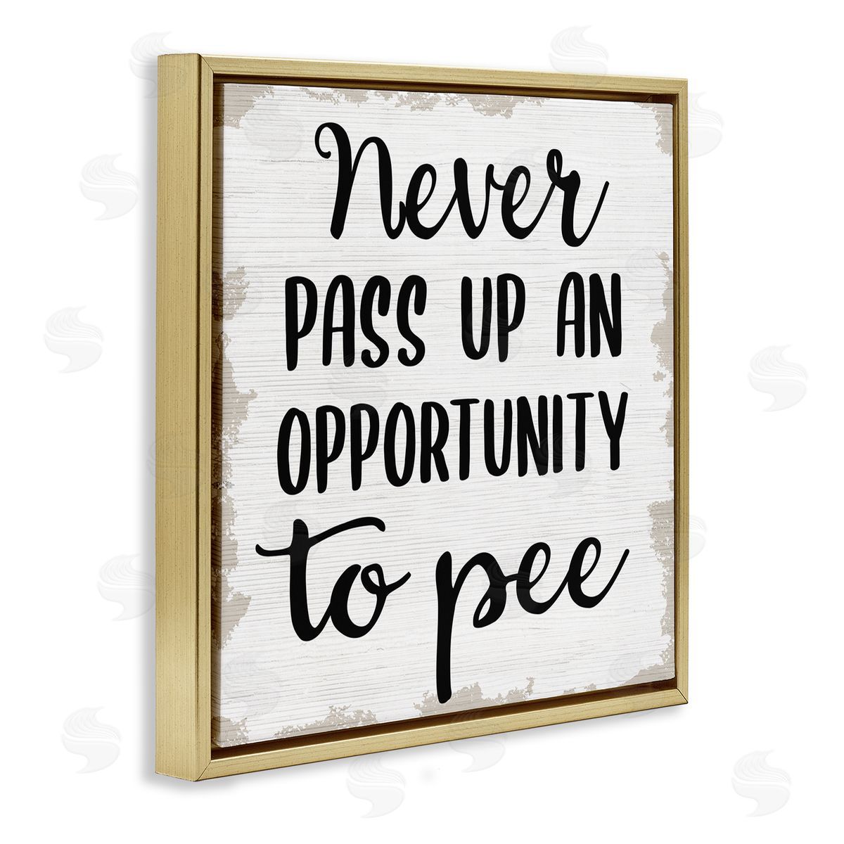 Never Pass Up Bathroom Sign Gold Floating Frame Canvas Wall Art, Home Decor by Stupell Studio