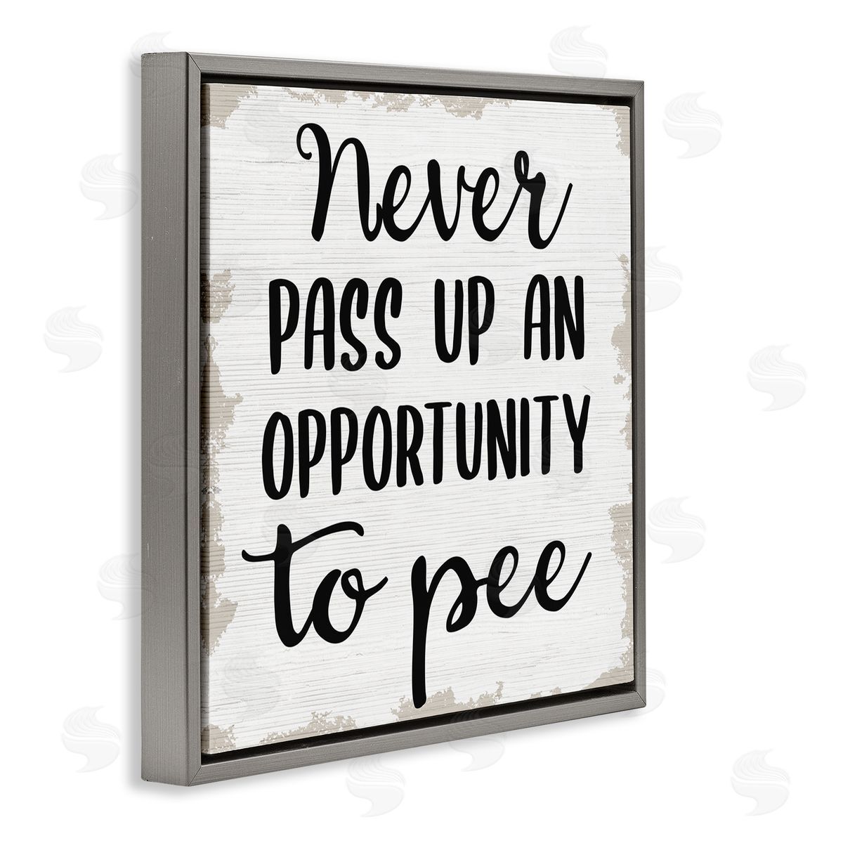 Never Pass Up Bathroom Sign Grey Floating Frame Canvas Wall Art, Home Decor by Stupell Studio