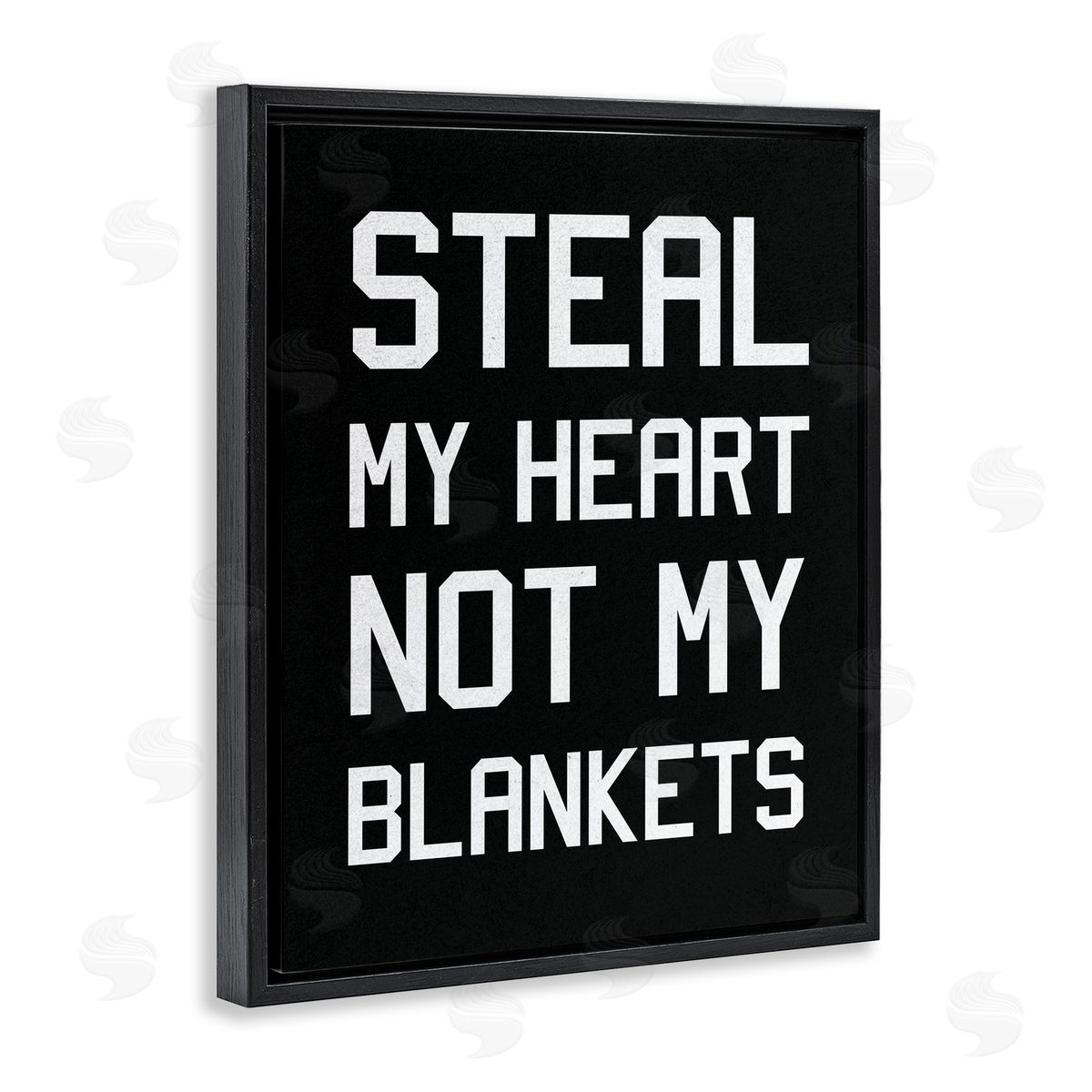 Steal My Heart Not Blankets Black Floating Frame Canvas Wall Art, Home Decor by Stupell Studio