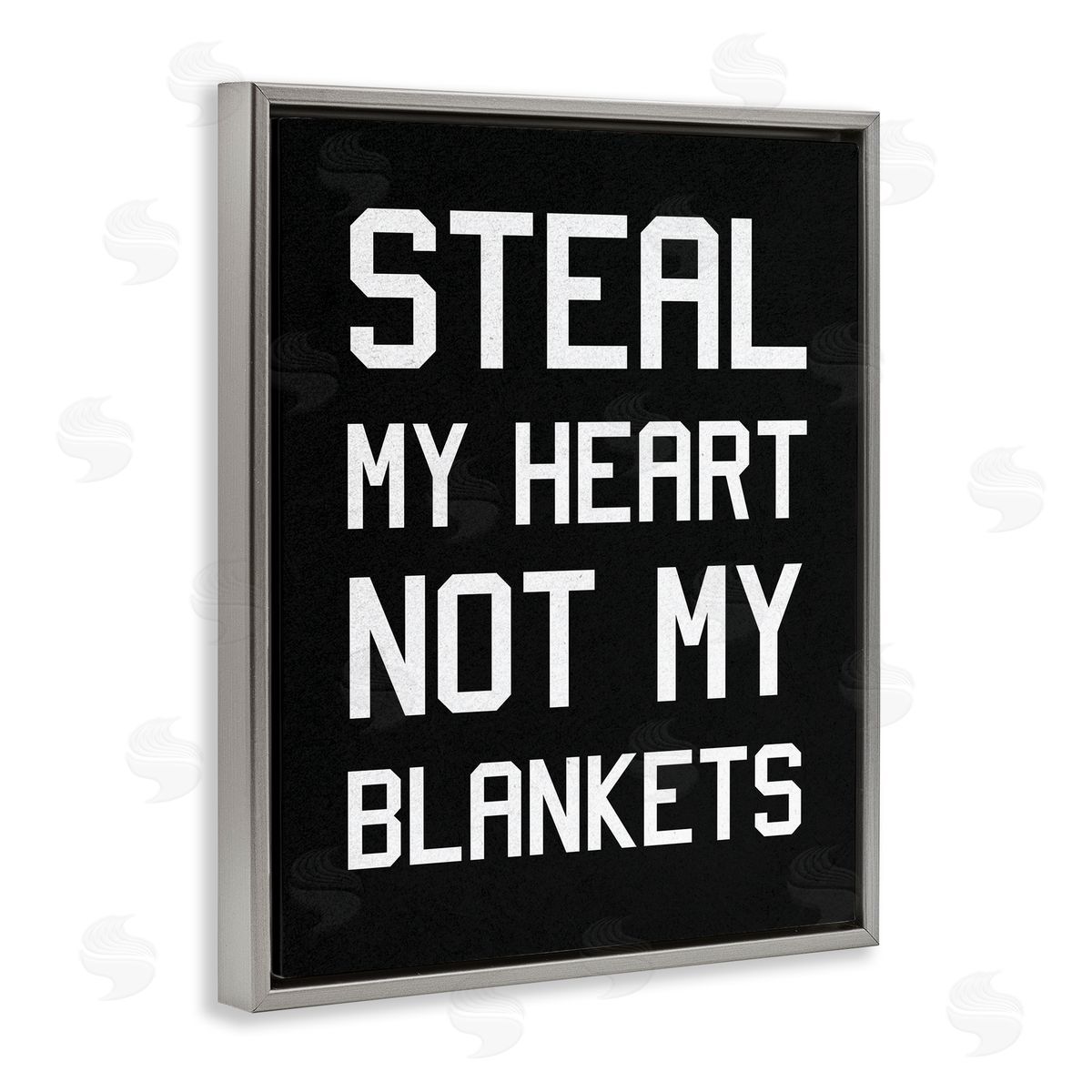 Steal My Heart Not Blankets Grey Floating Frame Canvas Wall Art, Home Decor by Stupell Studio