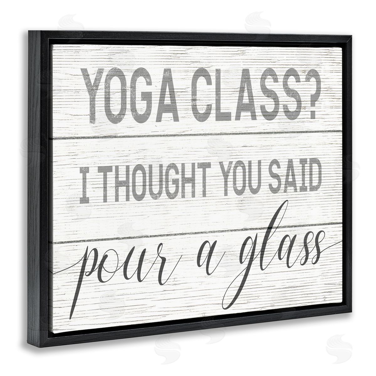 Yoga Class or Pour A Glass Black Floating Frame Canvas Wall Art, Home Decor by Stupell Studio