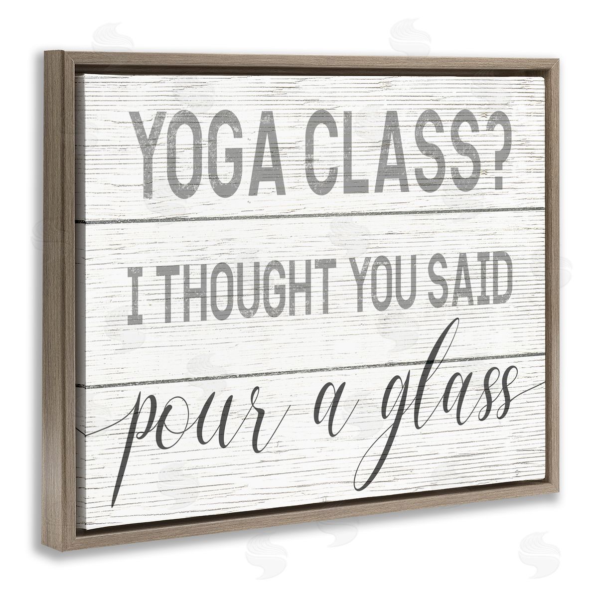 Yoga Class or Pour A Glass Brown Floating Frame Canvas Wall Art, Home Decor by Stupell Studio