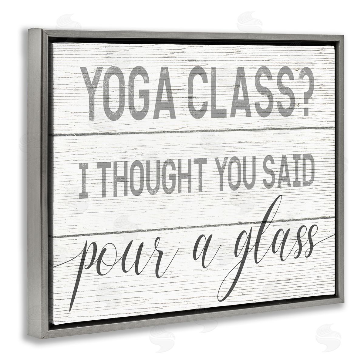 Yoga Class or Pour A Glass Grey Floating Frame Canvas Wall Art, Home Decor by Stupell Studio