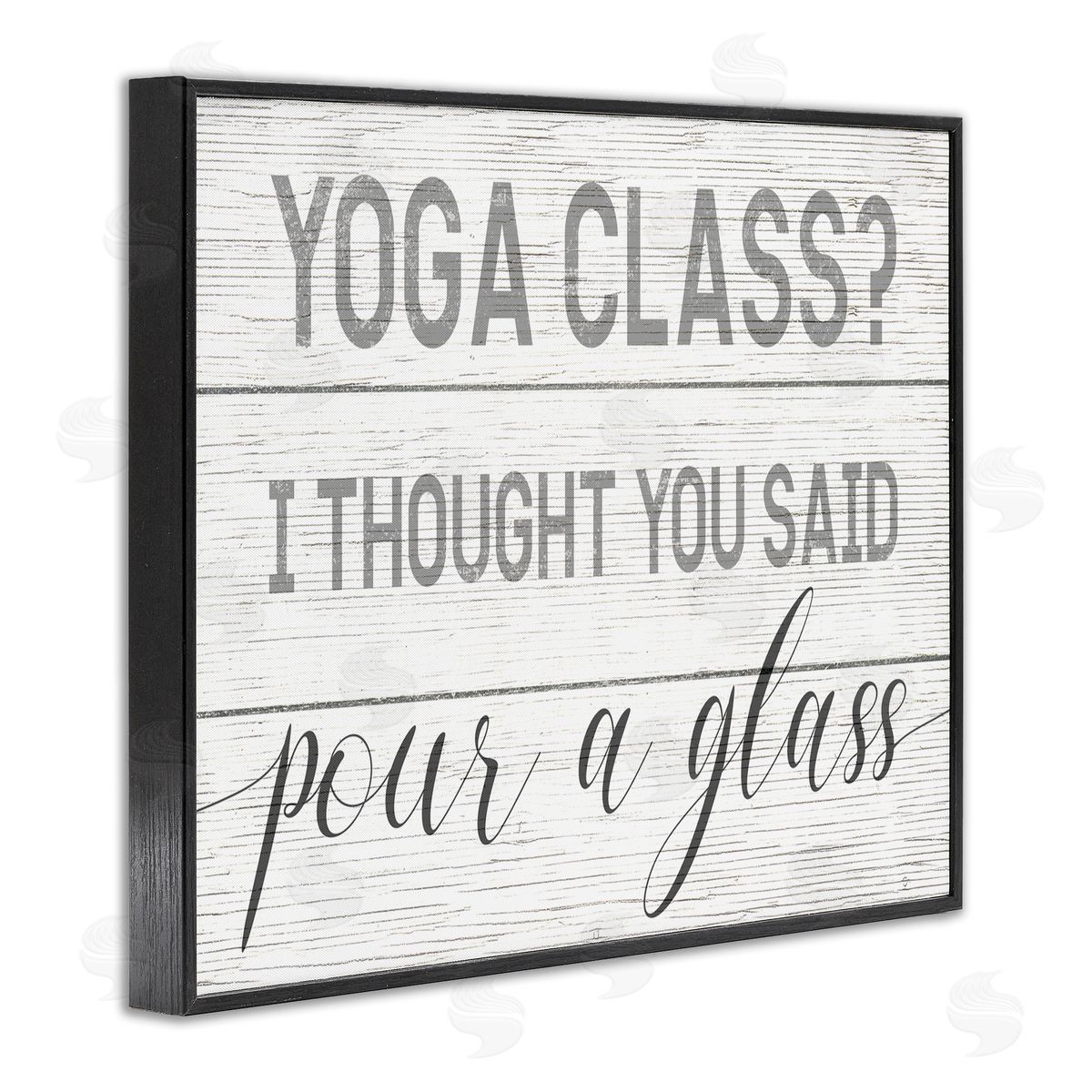 Yoga Class or Pour A Glass Black Frame Print Wall Art, Home Decor by Stupell Studio